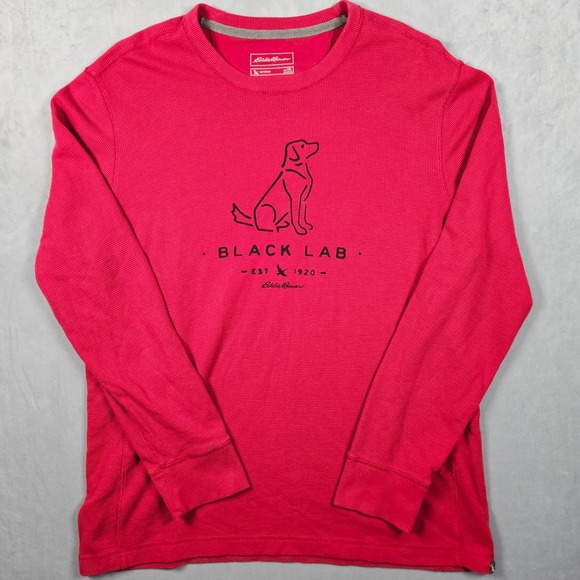 Eddie Bauer Other - Eddie Bauer Shirt Mens Red Tall‎ XL Waffle Knit Thermal Black Lab Graphic Crew
